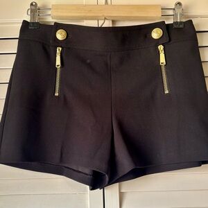 Express Black High Waist Shorts with Gold Details
